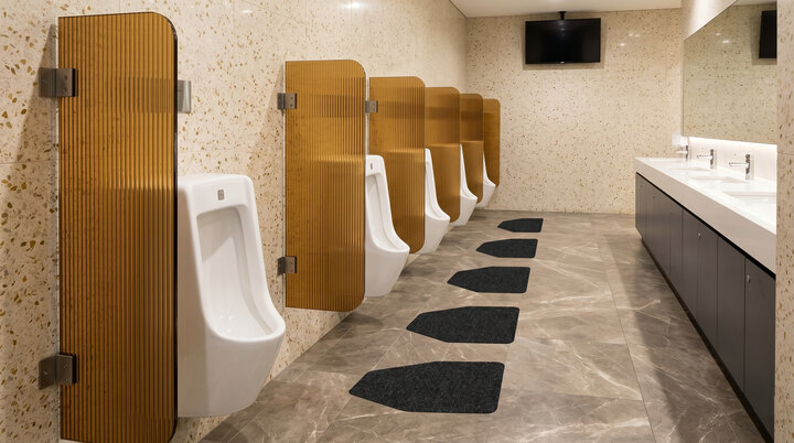 Airport restroom toilet mat application