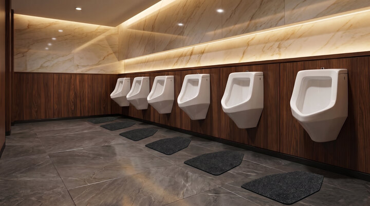 Business building restroom toilet mat application